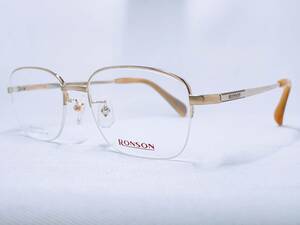 4B25 メガネ メガネフレーム 眼鏡 RONSON ロンソン ブランド チタン 軽量 20g ハーフリム 金属 メンズ 男性 女性 レディース シンプル 金色