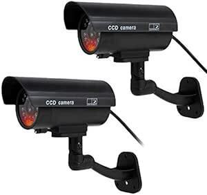 YESKAMO ダミーカメラ ダミー 防犯カメラ ２セット 本物とそっくり フェイクカメラ 監視カメラ 赤LED常時点滅 防水 セ