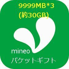 mineo パケットギフト 9999MB*3 (約10GB*3=約30GB) . .