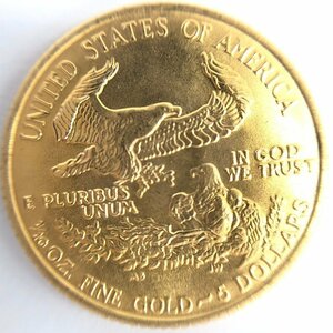 K22 America Eagle gold coin 1/10oz 5 dollar gross weight 3.4g[CEBD4008]