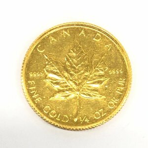 K24IG Canada Maple leaf gold coin 1/4oz 1986 gross weight 7.7g[CEBD4059]