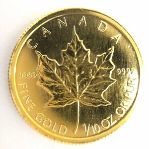 K24IG　カナダ　メイプルリーフ金貨　1/10oz　1990　総重量3.1g【CEBD6034】