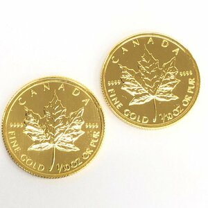 K24IG Canada Maple leaf gold coin 1/10oz 1995 1993 2 sheets summarize gross weight 6.2g[CEBC4042]