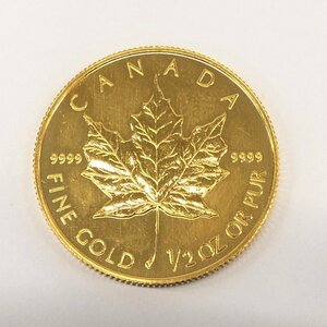 K24IG Canada Maple leaf gold coin 1/2oz 1991 gross weight 15.5g[CEBE6062]