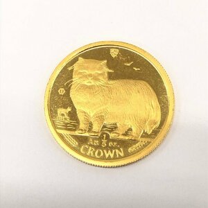 K24 Man island cat gold coin 1/5oz 1989 gross weight 6.2g[CEBE1024]