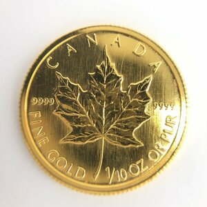 K24IG Canada Maple leaf gold coin 1/10oz 1990 gross weight 3.1g[CEBC4038]
