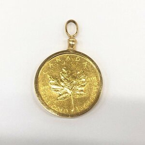 K24IG Canada Maple leaf gold coin 1/4oz / K18 frame pendant top gross weight 9.1g[CEBE6064]