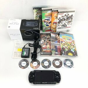 SONY PSP 本体 PSP-3000 ピアノブラック ソフト まとめ モンスターハンター / ウイイレ / パワプロ ほか【CEAZ1037】