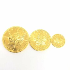 K24IG Canada Maple leaf gold coin 1oz 1/2oz 1/10oz 3 sheets summarize gross weight 49.9g[CFAC5034]