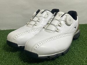 MIZUNO Mizuno WIDE STYLE 002 BOA широкий стиль боа широкий 26.0cm 4E белый мужской туфли для гольфа 