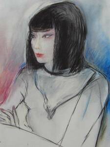 Art hand Auction Masuo Ikeda, SAYOKO 1977 5 23, D'une rare collection d'art, Nouveau cadre de haute qualité inclus, En bonne condition, frais de port inclus, Ikeda Masuo, Ouvrages d'art, Peinture, Dessin au pastel, Dessin au crayon