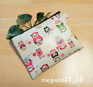 < sanitary pouch > Panda matoryo- deer * hand made * laminate processing * vinyl coating 