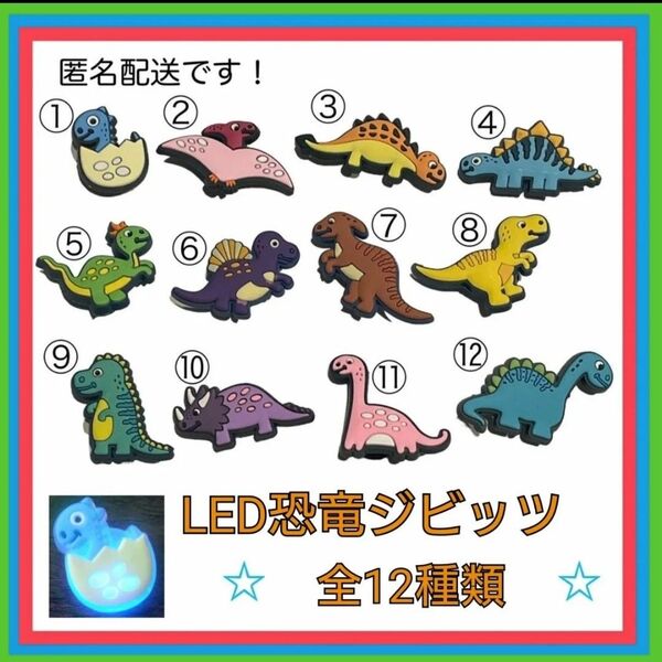 LED恐竜ジビッツ 3個セット クロックス サンダル アクセサリー