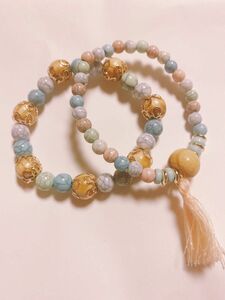 【ハンドメイド】ビーズアクセサリー ブレスレット 2個セット