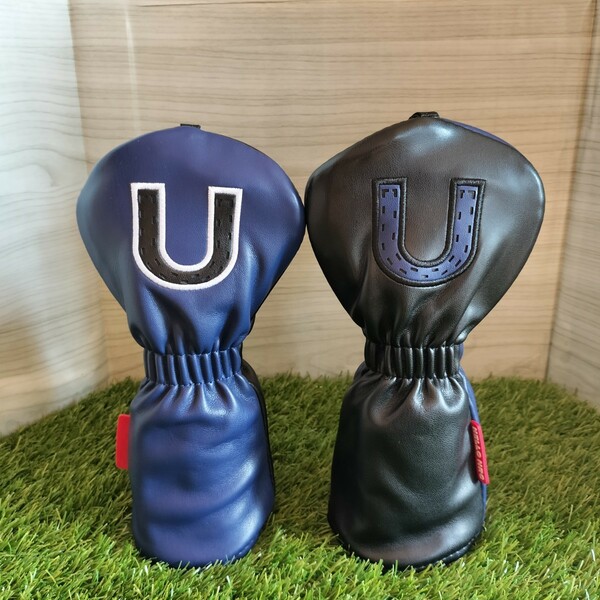 【単品】ゴルフ ヘッドカバーユーティリティ用　単品リバーシブル　両面Uマーク付き黒藍色