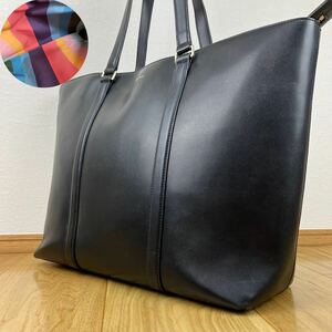 1円 Paul Smith 【マルチストライプ】 ポールスミス トートバッグ ハンド PC&A4収納可能 ビジネス 通勤 メンズ レディース レザー ブラック