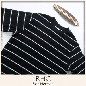 【RHC / Ron Herman ロンハーマン】ワンランク上のサーフスタイル◎ パイル ボーダー Tシャツ 黒 オーバーサイズ!!