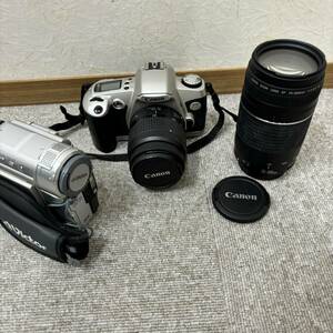 【MYT-0602.2-1】 1円スタート カメラ レンズおまとめ EOSKISS 望遠レンズ 75-300㎜ canon 58mm 写真 ビデオ 動作未確認 状態写真参照