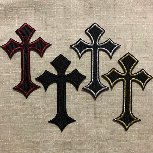 刺繍アイロンワッペン　在庫整理　　十字架4枚セット