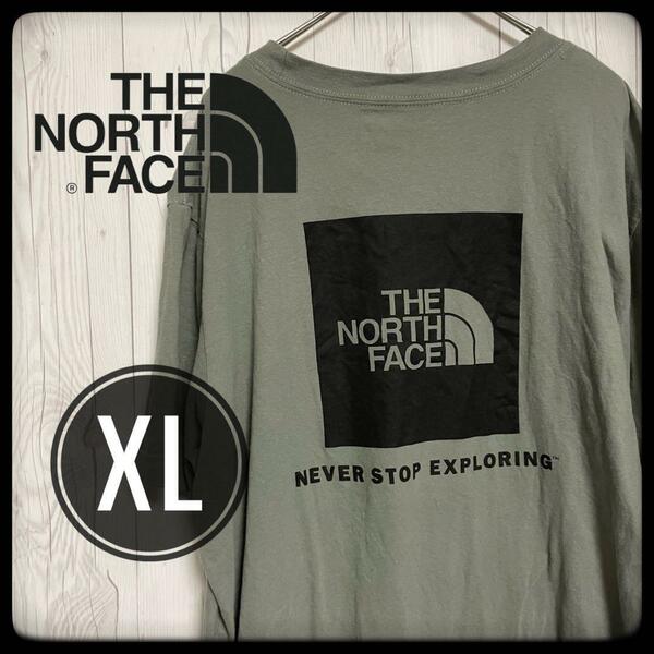 ◆THE NORTH FACE◆ ノースフェイス Tシャツ XL カーキ オーバーサイズ US古着 ビッグサイズ ロゴT ロゴTシャツ