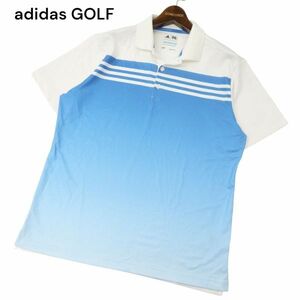 美品★ adidas GOLF アディダス ゴルフ CLIMACOOL 吸汗速乾 ロゴ グラデーション 切替 半袖 ポロシャツ Sz.L/G　メンズ　C4T05270_5#D