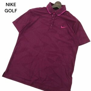 NIKE GOLF ナイキ ゴルフ 春夏 DRI-FIT 吸汗速乾★ ロゴ刺繍 総柄 半袖 ボタンダウン ポロシャツ Sz.L　メンズ　C4T05375_5#D