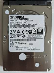 東芝 320GB HDD MQ01ABF032 内蔵ハードディスク 2.5インチ SATA