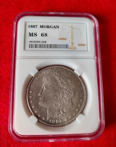 ▲ 1887年 スラブケース入り MS68 モルガンダラー Morgan 銀 モーガン 古銭