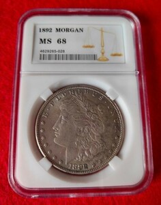 ● 1892年 スラブケース入り MS68 モルガンダラー Morgan 銀 モーガン 古銭