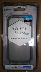 ELECOM iPhone 12 mini ハイブリッド ケース TOUGH SLIM LITE フレームカラーがグレー 側面弾力性のあるTPU 背面高硬度8Hポリカーボネート