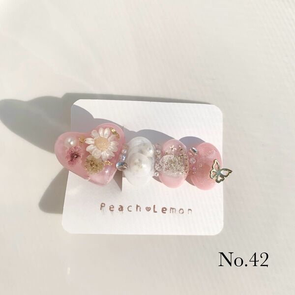 ハンドメイド ドライフラワー ヘアクリップ