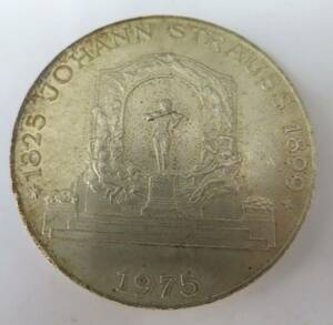 #77647 オーストリア 100シリング 銀貨 1975年 ヨハンシュトラウス1825 1899 生誕150周年記念コイン 1825 JOHANN STRAUSS 1899 銀貨 