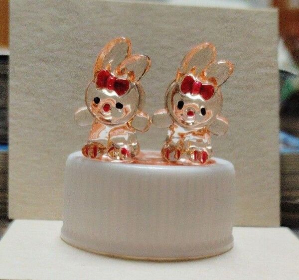 当時物昭和レトロ☆うさぎボタンクリアピンク☆2個セット