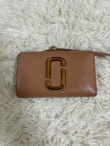 １円～　T　60　MARC JACOBS　マークジェイコブス　SNAPSHOT　スナップショット　二つ折り財布　ピンク　PVCレザー　L字ファスナー