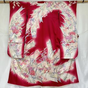 #. clothes shop .# beautiful goods! gorgeous long-sleeved kimono middle long-sleeved kimono gold piece embroidery silk length 165.5cm.65cm KUR353