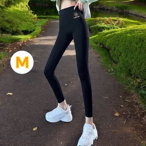 ジムウェア レギンス レディース ヒップアップ 美尻 薄手 夏 ブラック ヨガ ジム 新品 Mサイズ フィットネス タイツ
