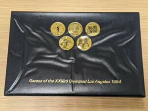 【MIA11812SA】1円～ ロサンゼルス オリンピック 記念コインセット Games of the XXlllrd Olympiad Los Angelrs 1984 箱有 ゴールドコイン