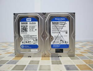 ∨JUNK 500GB｜2個まとめ 3.5インチ HDD SATA 内臓 ハードディスク ｜Western Digital ウェスタンデジタル パソコン ｜ジャンク ■N8617