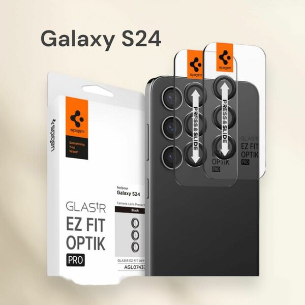 Spigen Galaxy S24 カメラ保護フィルム 2つセット 透明 カバー 耐衝撃 