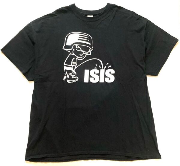 GILDAN ISIS イラスト オーバーサイズ コットンTシャツ 黒 2XL アメカジ しょんべん小僧 ビッグサイズ ブラック