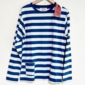 6-4 未使用 ブランチ ワークス BRANCH WORKSボーダー 長袖 ロング スリーブ Tシャツ カットソー ブルー ホワイト YT3-1002 Mサイズ ②