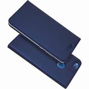 Huawei P10 Lite ケース 手帳型 ファー ドポケット スタンド機能 軽量 超薄型 ブルー ネイビー 21