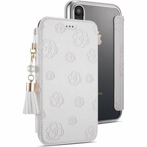 iPhone XR ケース おススメ シンプル 透明バ ス カバー タッセル付き 革 保護カバー 女子 ホワイト 102