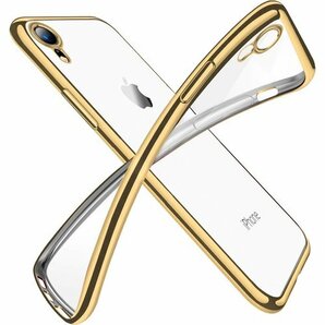 iPhone XR ケース クリア 透明 tpu シリ ス 耐衝撃 黄変防止 一体型 人気 携帯カバー ゴールド 173
