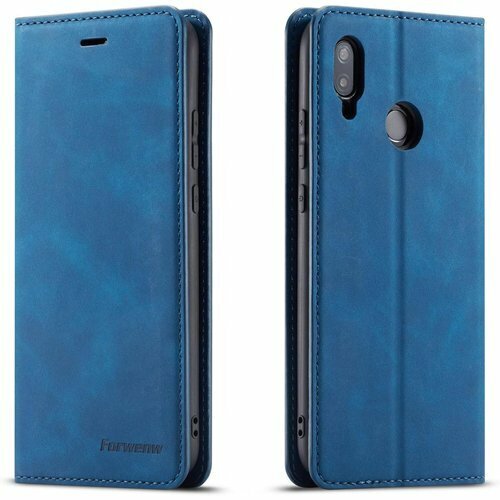 QLTYPRI Huawei P20 lite ケース 品 全面保護 人気 おしゃれ 財布型 カバー - ブルー 345