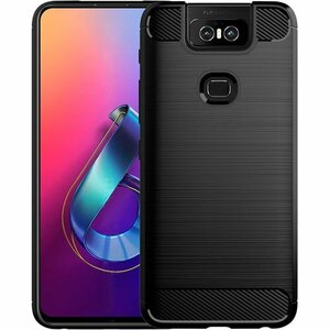 UNEED ASUS Zenfone 6 用の スマホ 薄型 軽量 耐衝撃 簡易脱着 ソフトケース カラー：黒 497