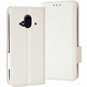 らくらくスマートフォン F-52B 用の ケース 手帳 マグネット式 折り畳み式 耐衝撃 レンズ保護 ホワイト 823