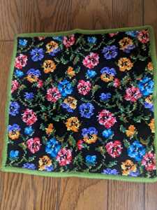FEILER Feiler полотенце носовой платок черный цветочный принт край зеленый 25×25