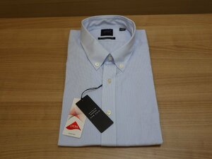 c163-18100 KS カークランドシグネチャー メンズ ドレスシャツ ライトブルー 半袖 US/M JP/L サイズ ストライプ