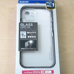 未開封 ELECOM ケース iPhone 15 Plus 衝撃に強い TPUフレーム 背面 硬度 9H PM-A23BHVCG1CR